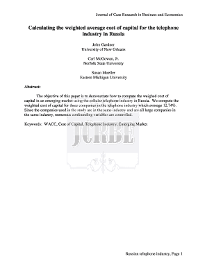 Calculating the weighted average cost of capital for the telephone