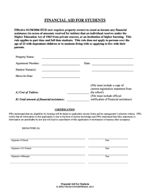 FINANCIAL AID FOR STUDENTS