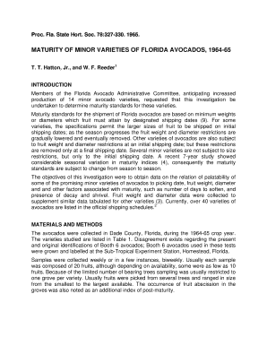 Maturity of Minor Varieties of Florida Avocados 1964-65