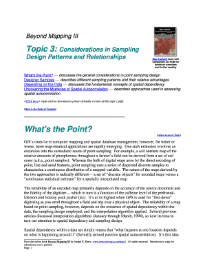 Map Analysis Topic 3 Considerations in Sampling Design Product Information Sheet
