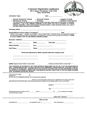Contractor Registration Application