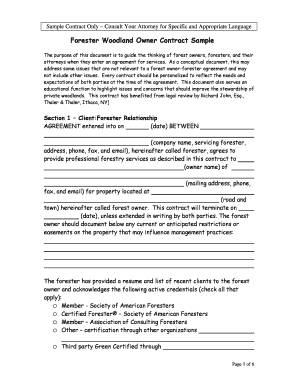 Forester Woodland Owner Contract Sample