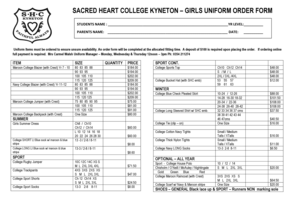 Sacred heart college kyneton girls uniform order form