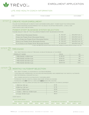 Trévo Life and Health Coach Enrollment Application