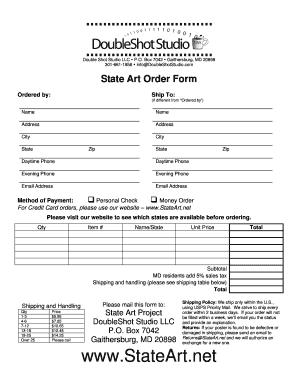 State Art Order Form