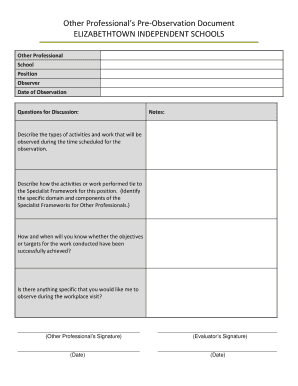 Other Professional Pre-Observation Document