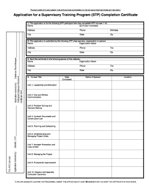 Application for Supervisory Training Program Certificate