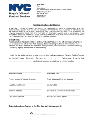 Training Attendance Certification