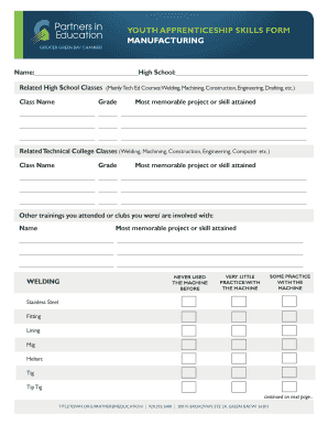 Youth Apprenticeship Skills Form