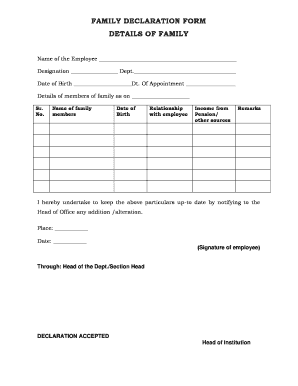 Family Declaration Form