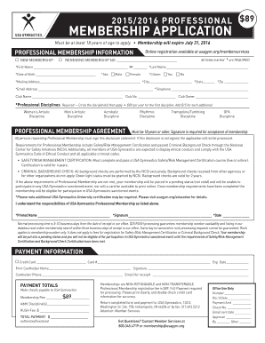 USA Gymnastics Professional Membership Application