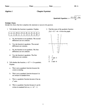 Algebra 1 Chapter 8 Pretest