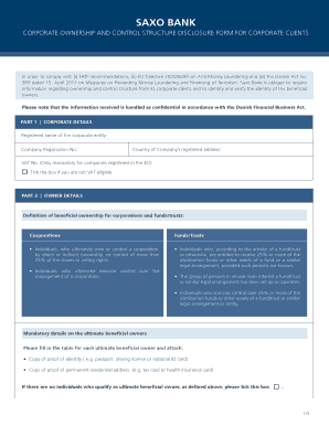 Saxo Bank Corporate Ownership Disclosure Form