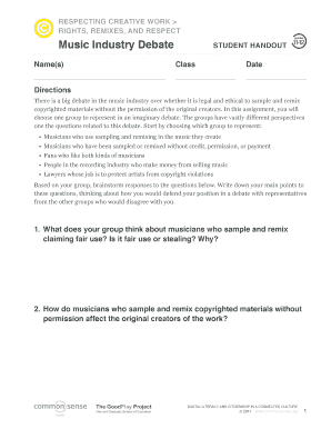 Music Industry Debate Student Handout