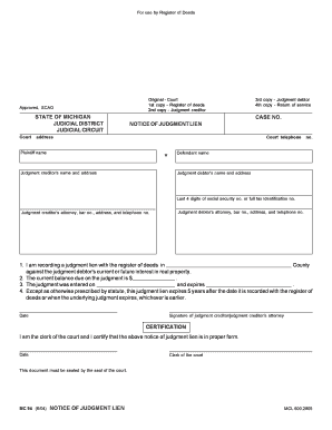 Michigan Notice of Judgment Lien