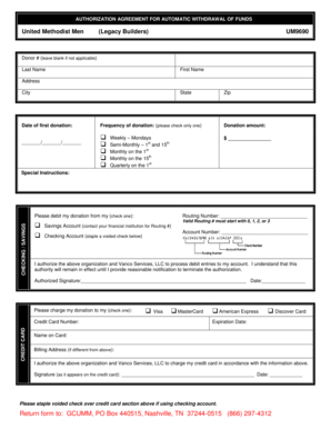 Authorization Agreement for Automatic Fund Withdrawal