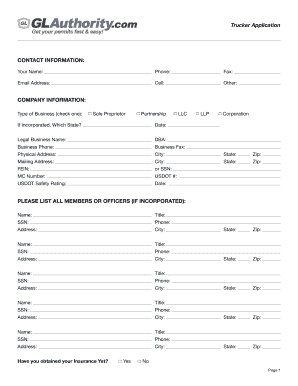 Trucker Application Form