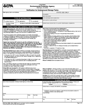 EPA Form 7530-1 Notification for Underground Storage Tanks