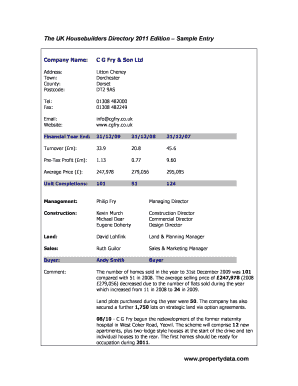 UK Housebuilders Directory Order Form