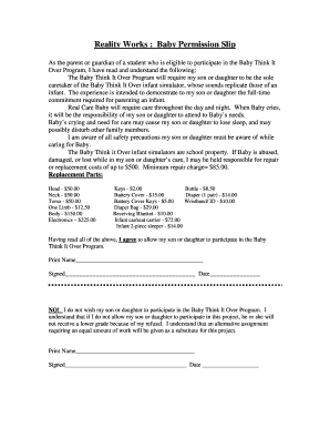 Baby Think It Over Program Permission Slip