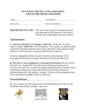 Placement Specific Co-Op Assignment