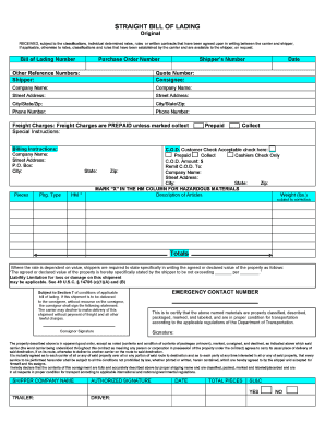 Straight Bill of Lading