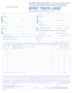 Straight Bill of Lading