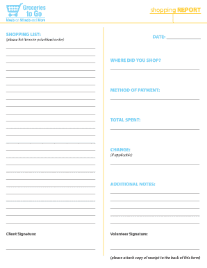 Groceries Shopping Report Form