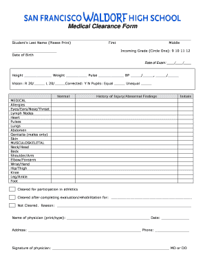 Dominion plastic surgery falls church va - Medical Clearance Form - sfwaldorforg