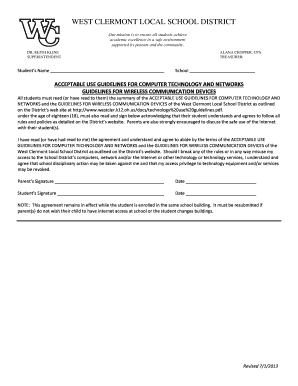 West Clermont Acceptable Use Guidelines Agreement
