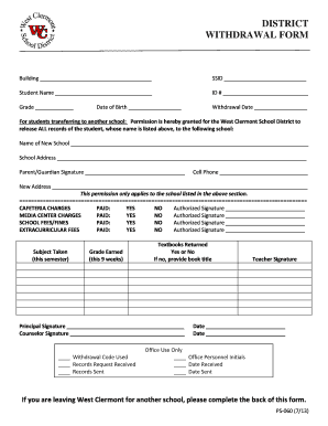 District Withdrawal Form