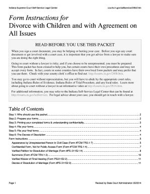 Indiana Divorce with Children Agreement Packet