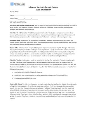 Influenza Vaccine Informed Consent Form