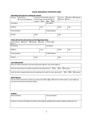 Sexual Misconduct Breporting Formb 1 Eastern Bfloridab Bb Fill Online Printable Fillable Title Ix Report Template
