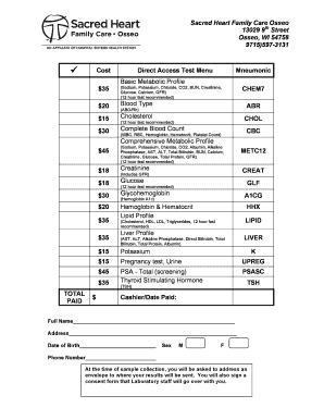 Medical Lab Test Order Form