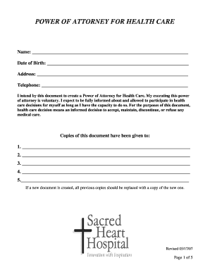 Power of Attorney for Health Care