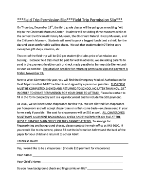 Field Trip Permission SlipField Trip Permission Slip