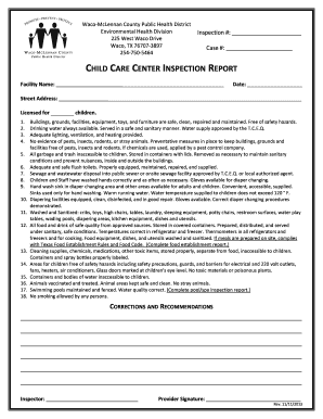 Child Care Center Inspection Report