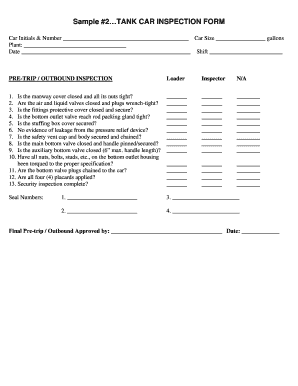 Prepare specification sample - Sample 2TANK CAR INSPECTION FORM - UTLX