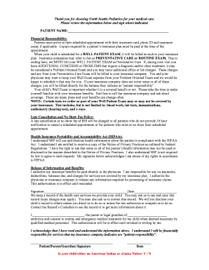 North Seattle Pediatrics Patient Consent and Financial Responsibility Form