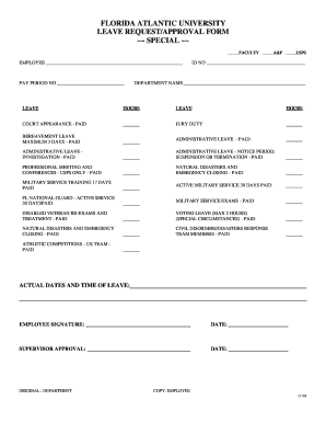 Florida Atlantic University Leave Request Form