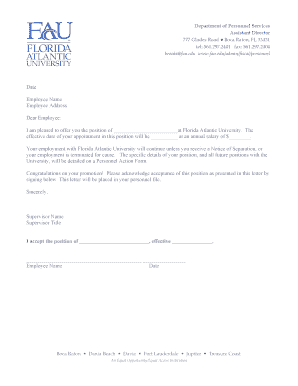Florida Atlantic University Job Offer Letter