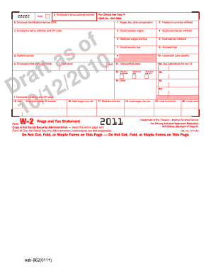 IRS Form W-2 Draft 2011