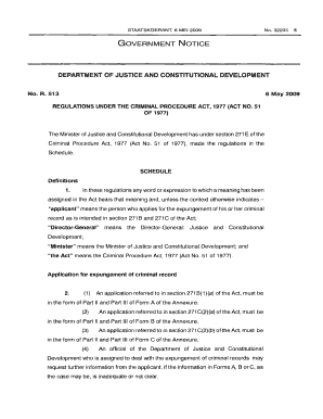 Criminal Record Expungement Application
