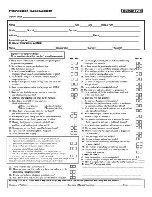 Preparticipation Physical Evaluation Form