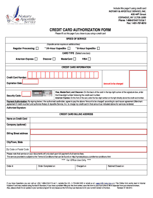 Credit Card Authorization Form