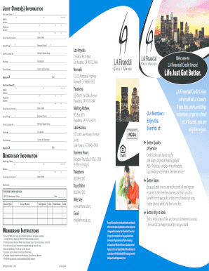 LA Financial Credit Union Membership Application