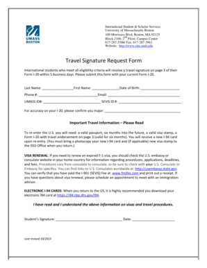 Travel Signature Request Form