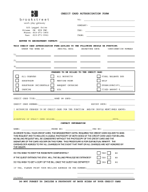 Credit Card Authorization Form