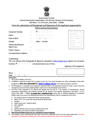 Pilot License Examination Photograph and Signature Form